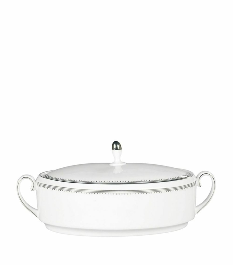 Home & Furniture * | Wedgwood Vera Wang Grosgrain Covered Vegetable Dish (30Cm) White Serving Bowls