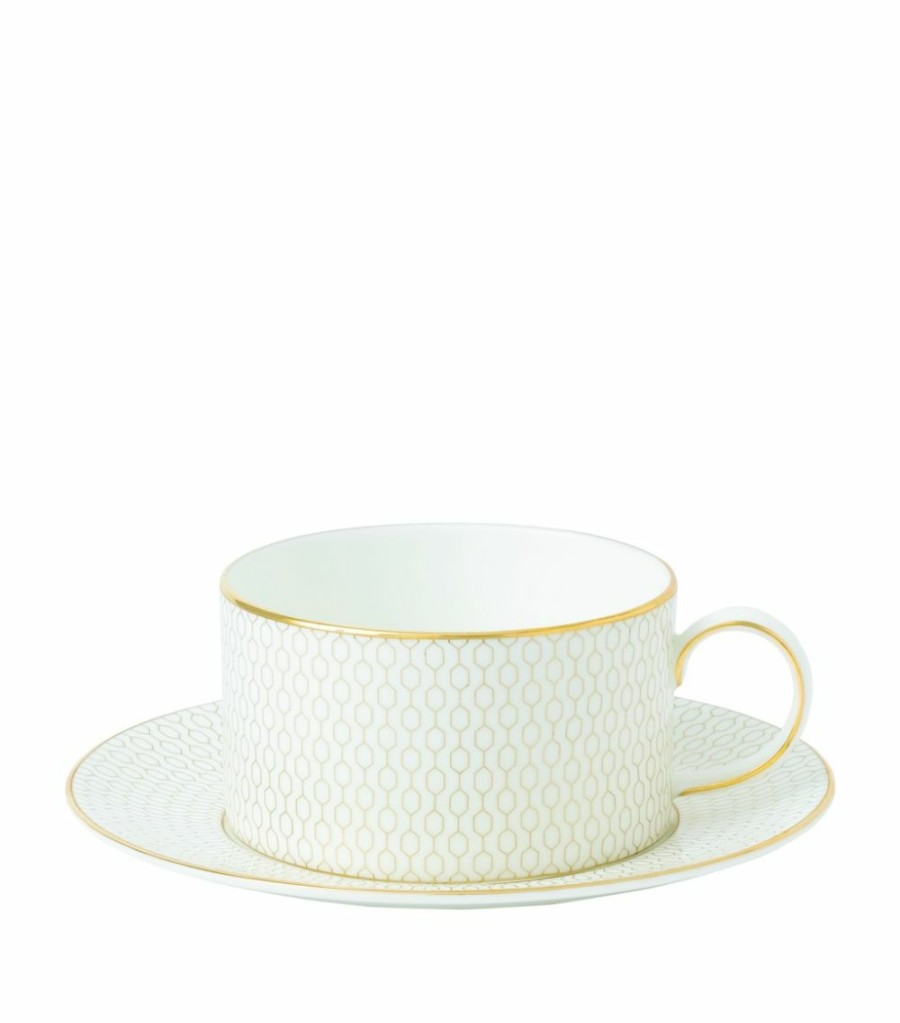 Home & Furniture * | Wedgwood Arris Teacup And Saucer White Tea Cups & Saucers