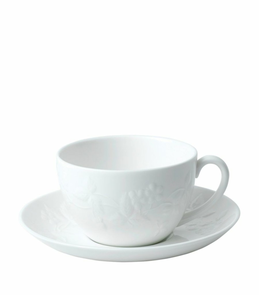 Home & Furniture * | Wedgwood Wild Strawberry White Teacup And Saucer Tea Cups & Saucers