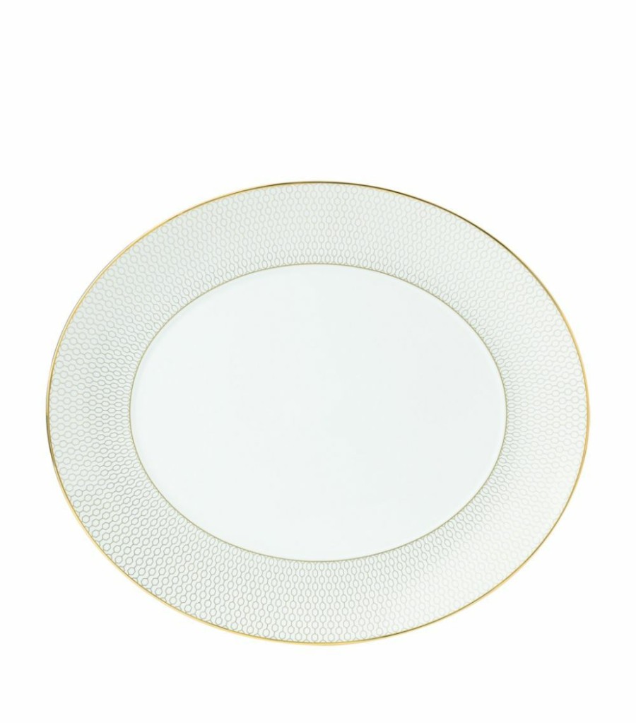 Home & Furniture * | Wedgwood Arris Oval Serving Platter (33Cm) White Serving Plates