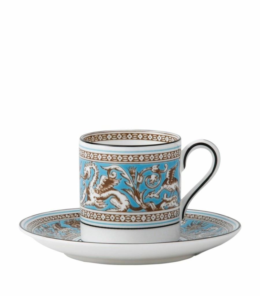 Home & Furniture * | Wedgwood Florentine Turquoise Saucer Blue Tea Cups & Saucers