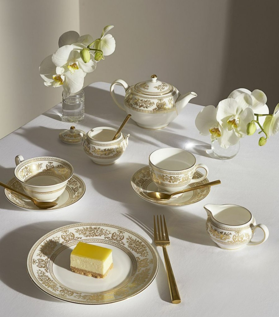 Home & Furniture * | Wedgwood Gold Columbia Sugar Bowl And Creamer Multi Serving Bowls