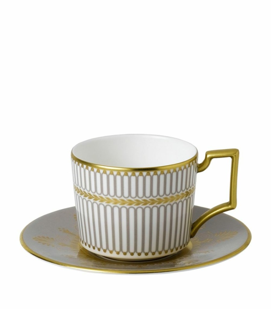 Home & Furniture * | Wedgwood Anthemion Grey Espresso Cup And Saucer Tea Cups & Saucers