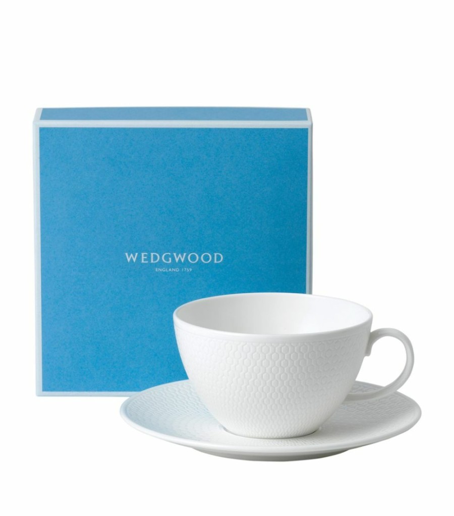 Home & Furniture * | Wedgwood Gio Cup And Saucer Set White Tea Sets