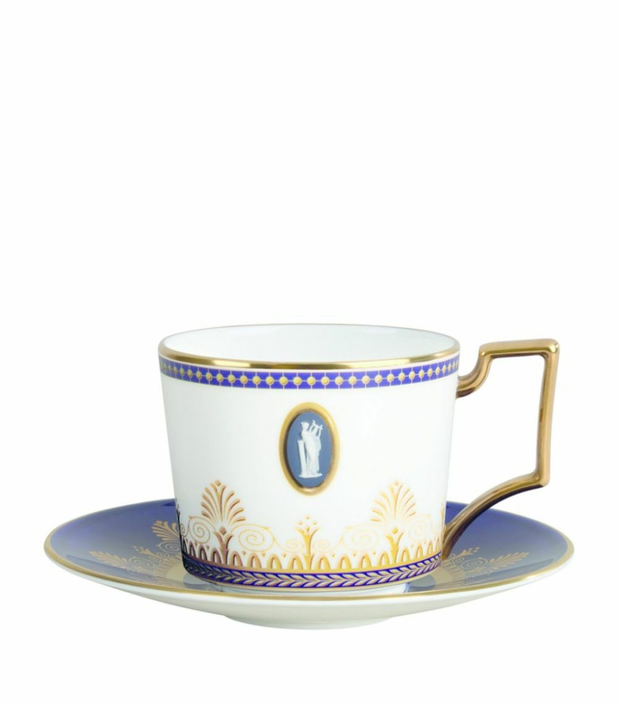 Home & Furniture * | Wedgwood Cameo Teacup And Saucer Blue Tea Cups & Saucers