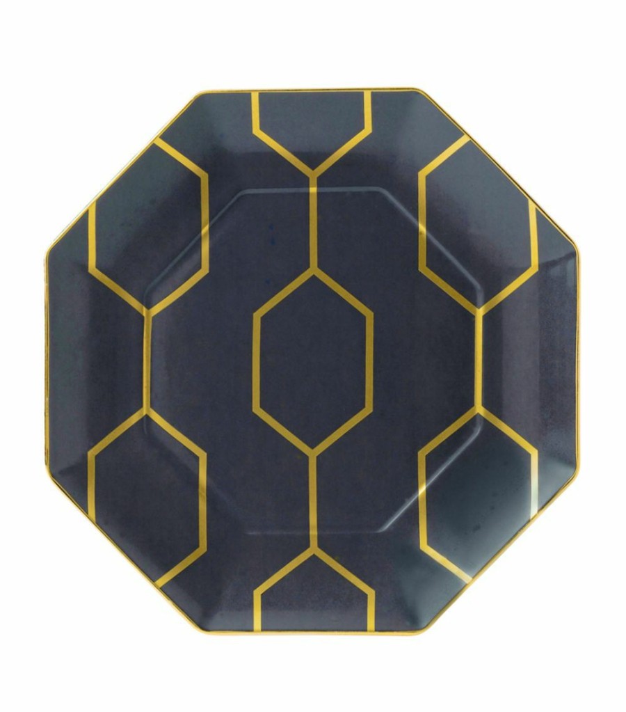 Home & Furniture * | Wedgwood Arris Octagonal Plate (23Cm) Black Serving Plates