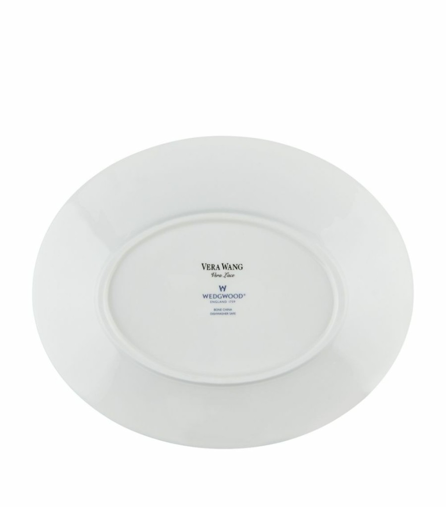 Home & Furniture * | Wedgwood Lace Platinum Sauce Boat Stand (20Cm) White Serving Bowls