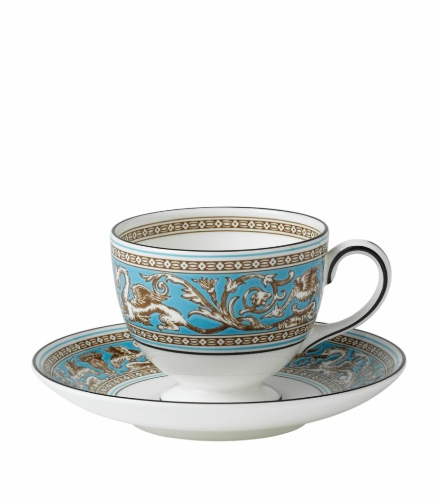 Home & Furniture * | Wedgwood Leigh Florentine Teacup Blue Tea Cups & Saucers