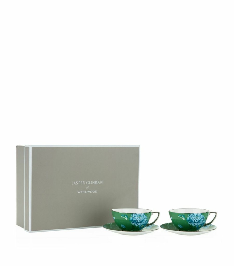 Home & Furniture * | Wedgwood Chinoiserie Teacup And Saucer Gift Box (Set Of 2) Green Tea Sets