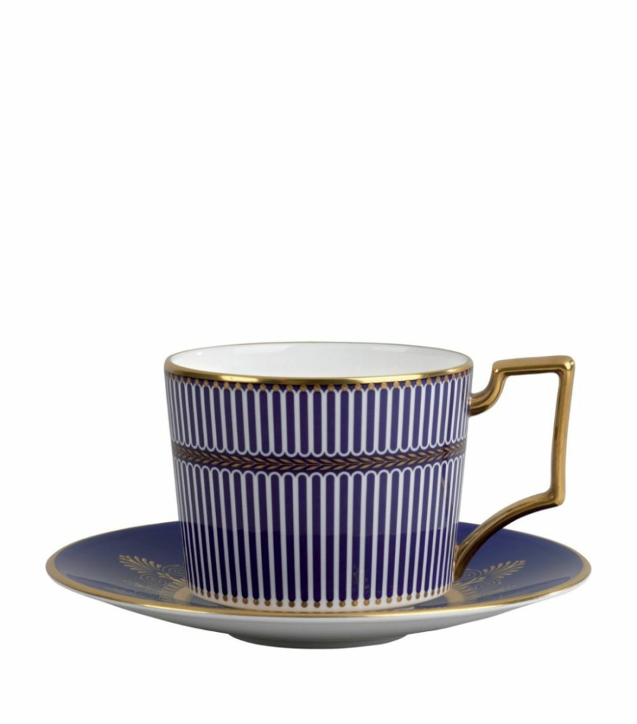 Home & Furniture * | Wedgwood Anthemion Blue Teacup Tea Cups & Saucers