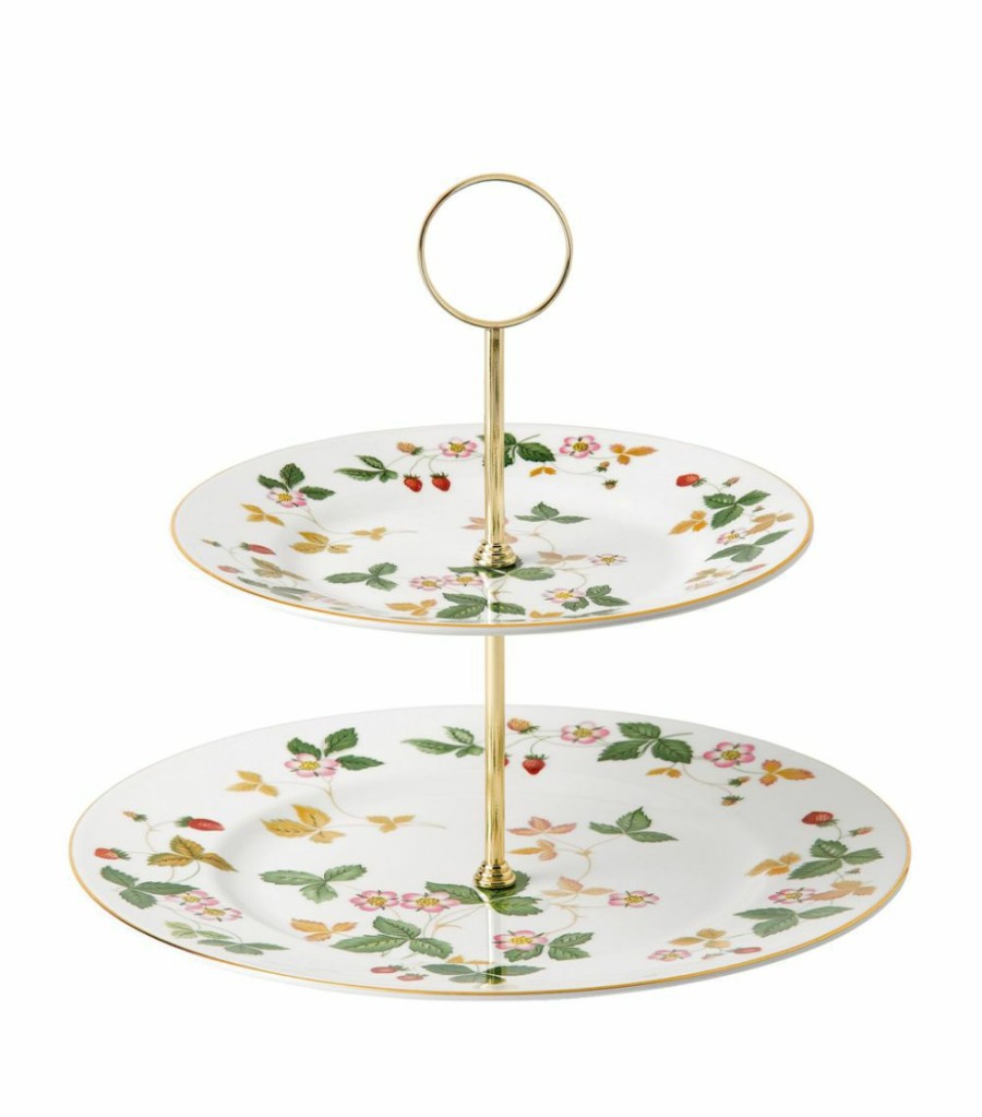 Home & Furniture * | Wedgwood Wild Strawberry Two-Tier Cake Stand Multi Cake Stands