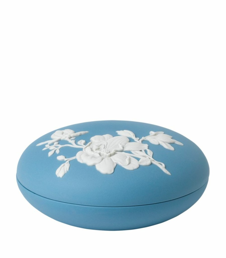 Home & Furniture * | Wedgwood Magnolia Blossom Covered Box Blue Jewellery Boxes