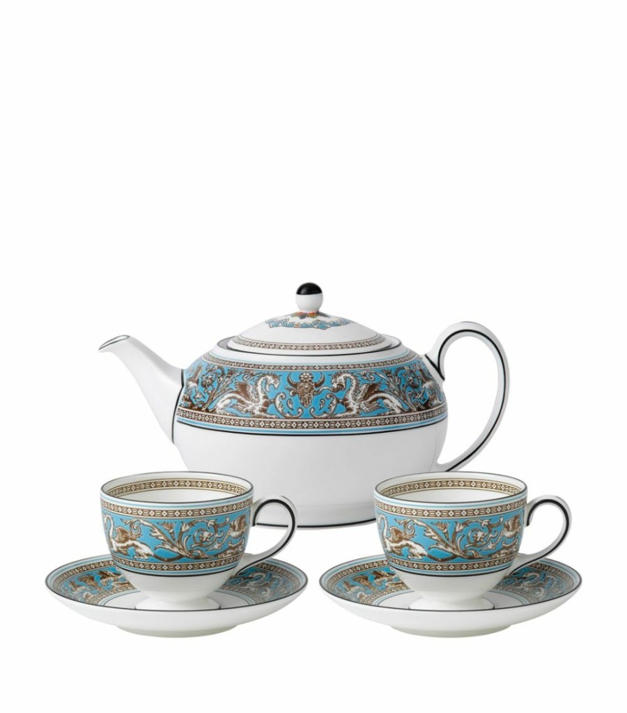 Home & Furniture * | Wedgwood Florentine Turquoise Tea Set Blue Tea Sets