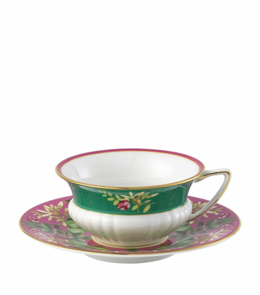 Home & Furniture * | Wedgwood Wonderlust Pink Lotus Teacup And Saucer Multi Tea Cups & Saucers