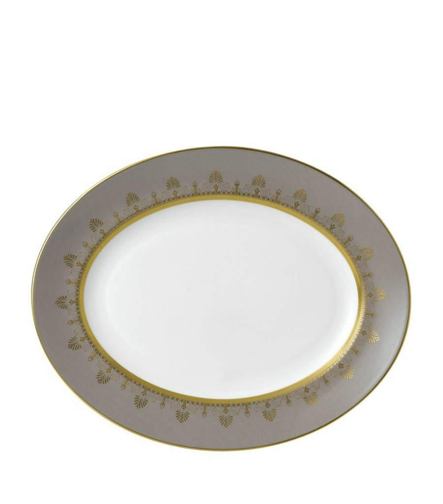 Home & Furniture * | Wedgwood Anthemion Grey Platter (35.5Cm X 28Cm) Serving Plates