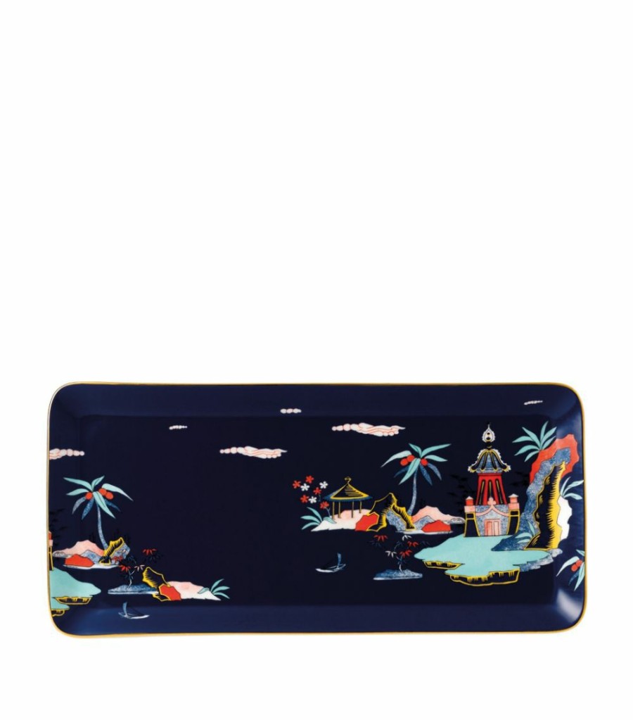 Home & Furniture * | Wedgwood Wonderlust Blue Pagoda Sandwich Tray Multi Serving Plates