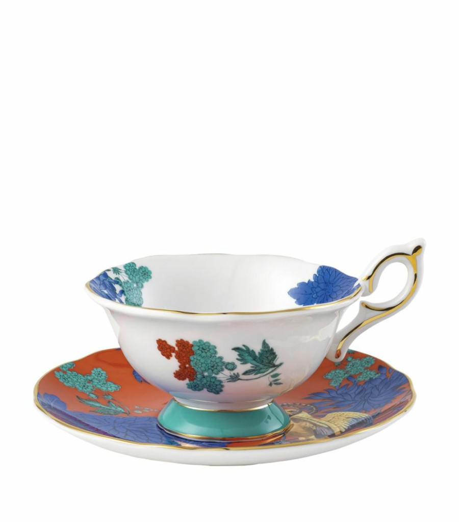 Home & Furniture * | Wedgwood Wonderlust Golden Parrots Teacup And Saucer Multi Tea Cups & Saucers