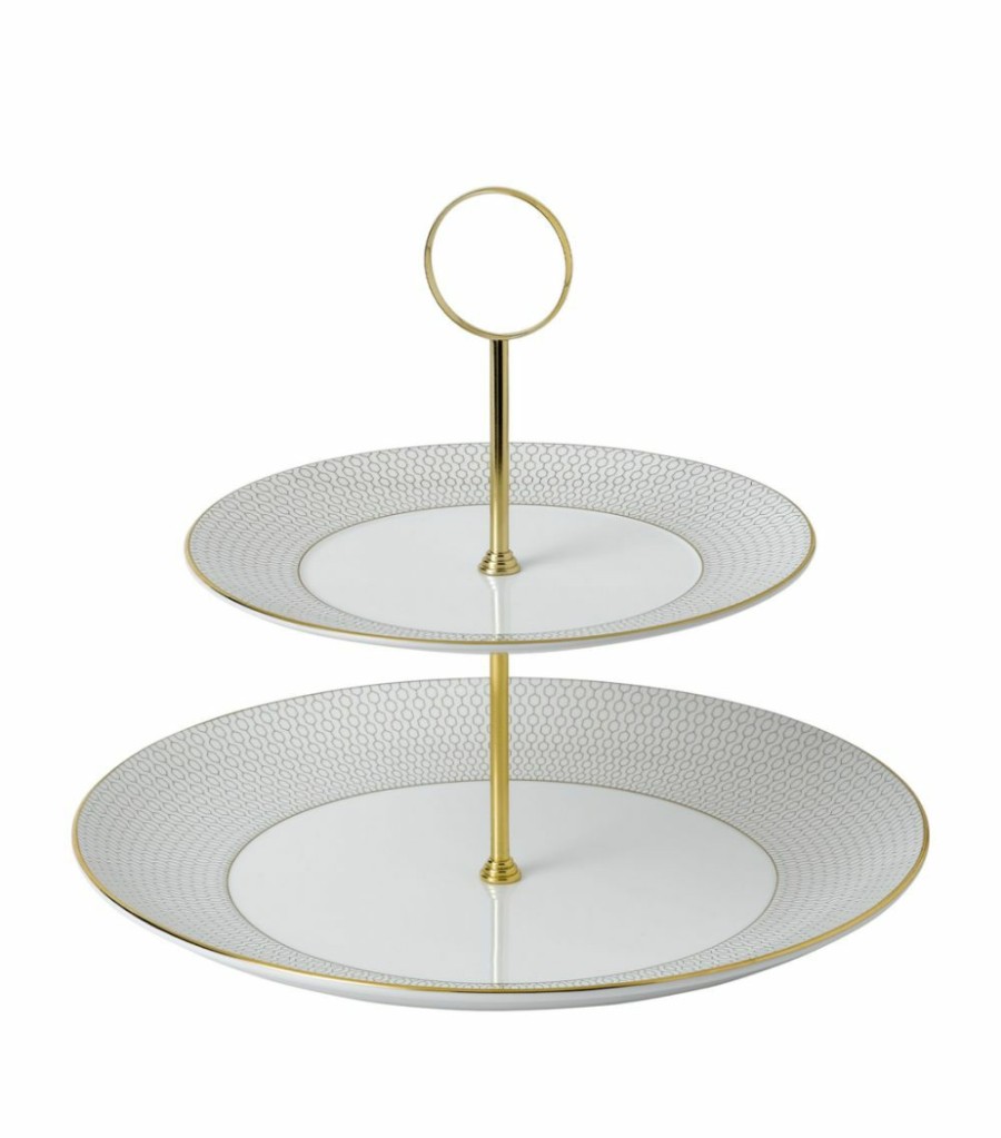 Home & Furniture * | Wedgwood Arris 2-Tier Cake Stand White Cake Stands