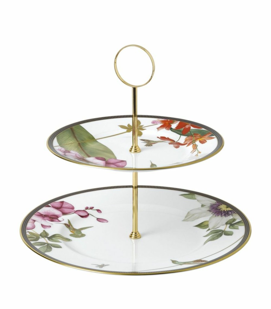 Home & Furniture * | Wedgwood Hummingbird 2-Tier Cake Stand Multi Cake Stands