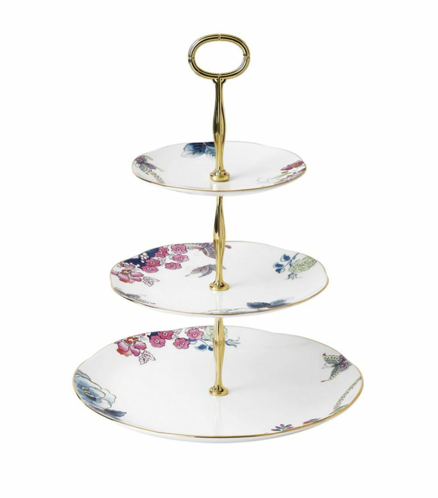 Home & Furniture * | Wedgwood Butterfly Bloom 3-Tier Cake Stand Multi Cake Stands