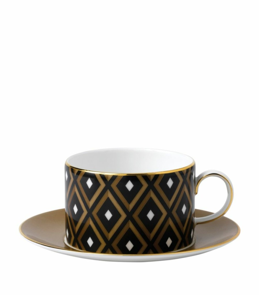 Home & Furniture * | Wedgwood Arris Geometric Teacup And Saucer Brown Tea Cups & Saucers